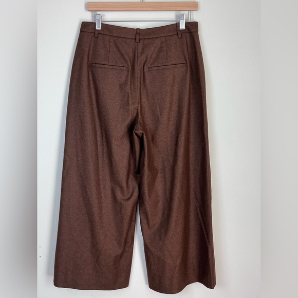 VINCE Wide Leg Wool Pants Italian Wool Cropped Brown sz 6 / 8 - Picture 4 of 9